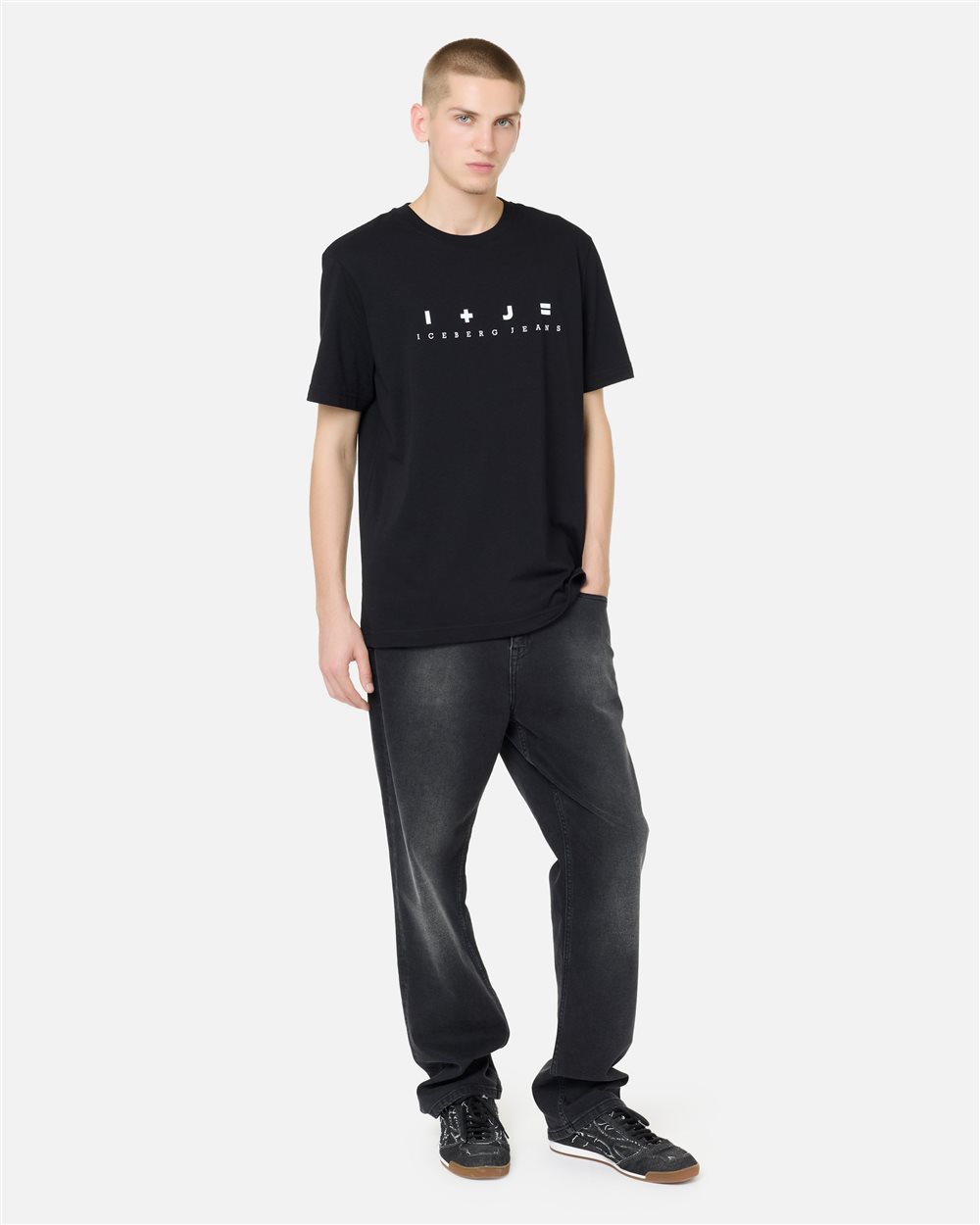 Regular fit black cotton jersey T-shirt - Iceberg - Official Website
