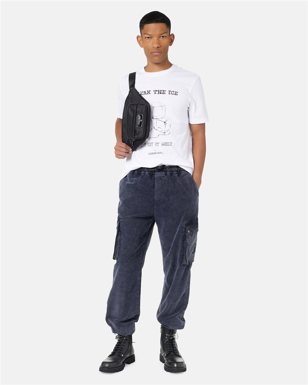 Regular Fit T-shirt in Optical White Cotton Jersey with "Break the Ice or Let It Melt" Print - Iceberg - Official Website