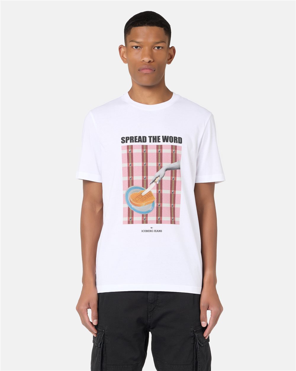 Regular-fit T-shirt in optical white cotton jersey - Iceberg - Official Website