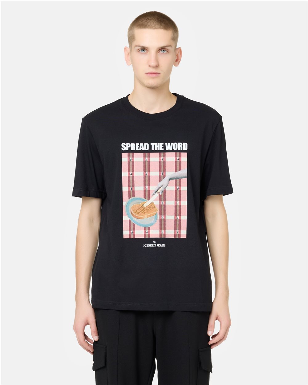 Regular-fit black cotton jersey T-shirt - Iceberg - Official Website