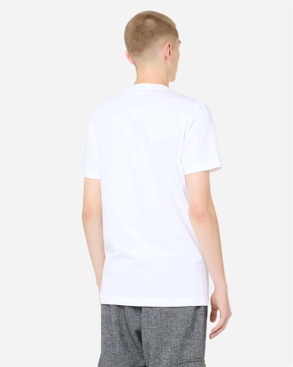 Slim Fit T-shirt in Optical White Cotton Jersey with Iceberg Logo Print - Iceberg - Official Website