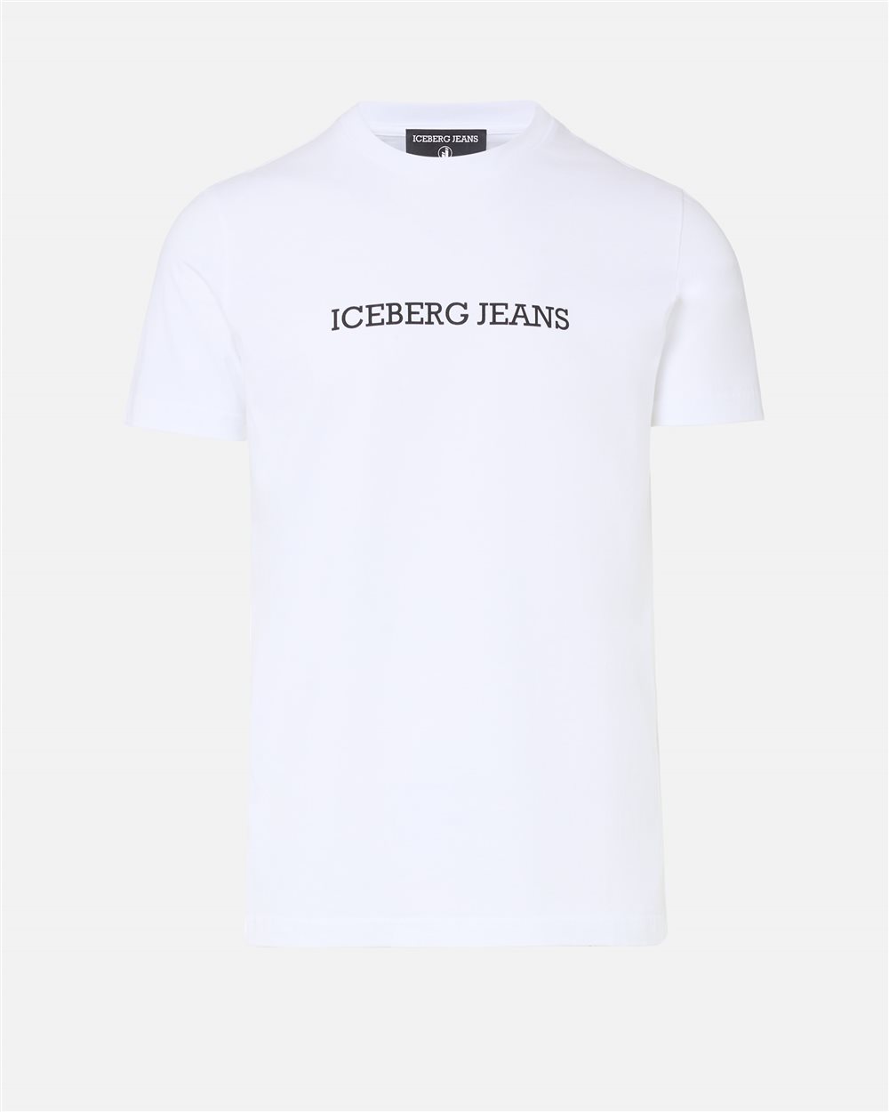 Slim Fit T-shirt in Optical White Cotton Jersey with Iceberg Logo Print - Iceberg - Official Website