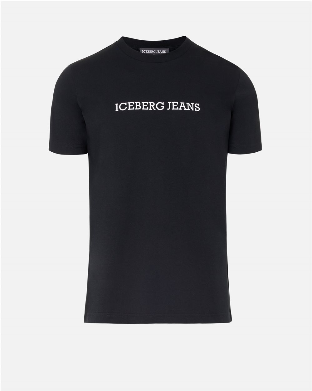 Slim Fit T-shirt in Black Cotton Jersey with Iceberg Logo Print - Iceberg - Official Website