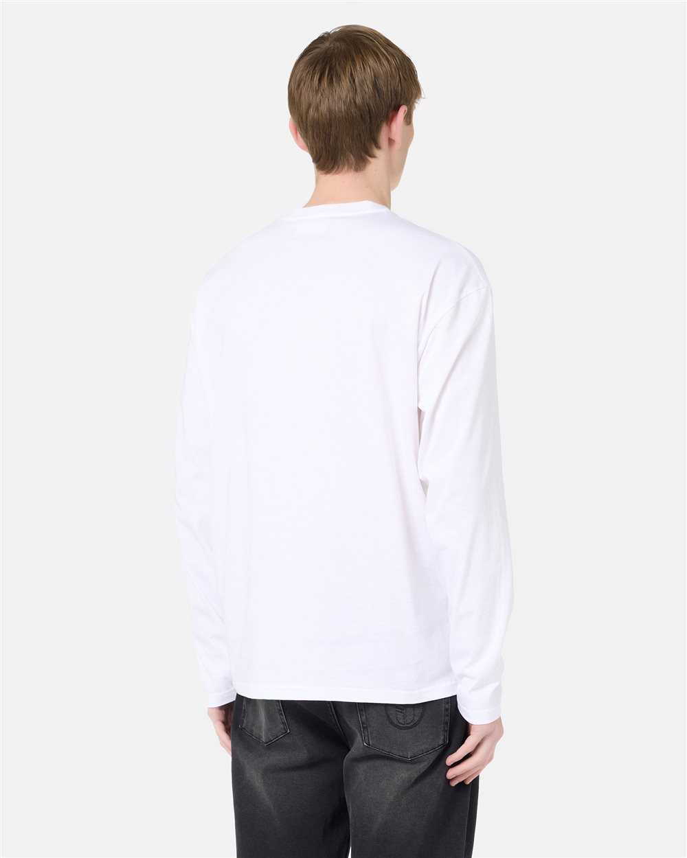 Relaxed Fit Optic White Cotton Jersey Long Sleeve T-Shirt - Iceberg - Official Website