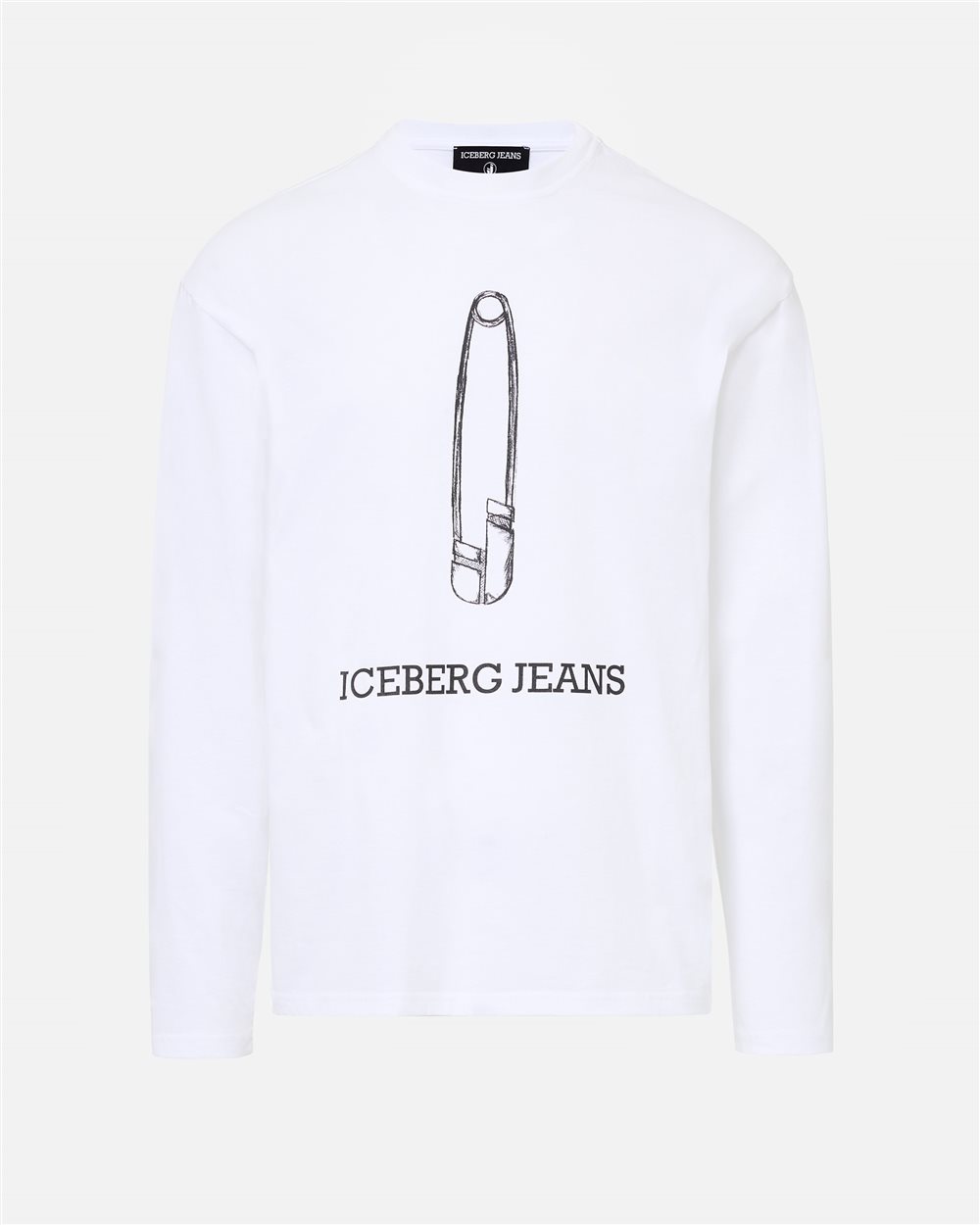Relaxed Fit Optic White Cotton Jersey Long Sleeve T-Shirt - Iceberg - Official Website