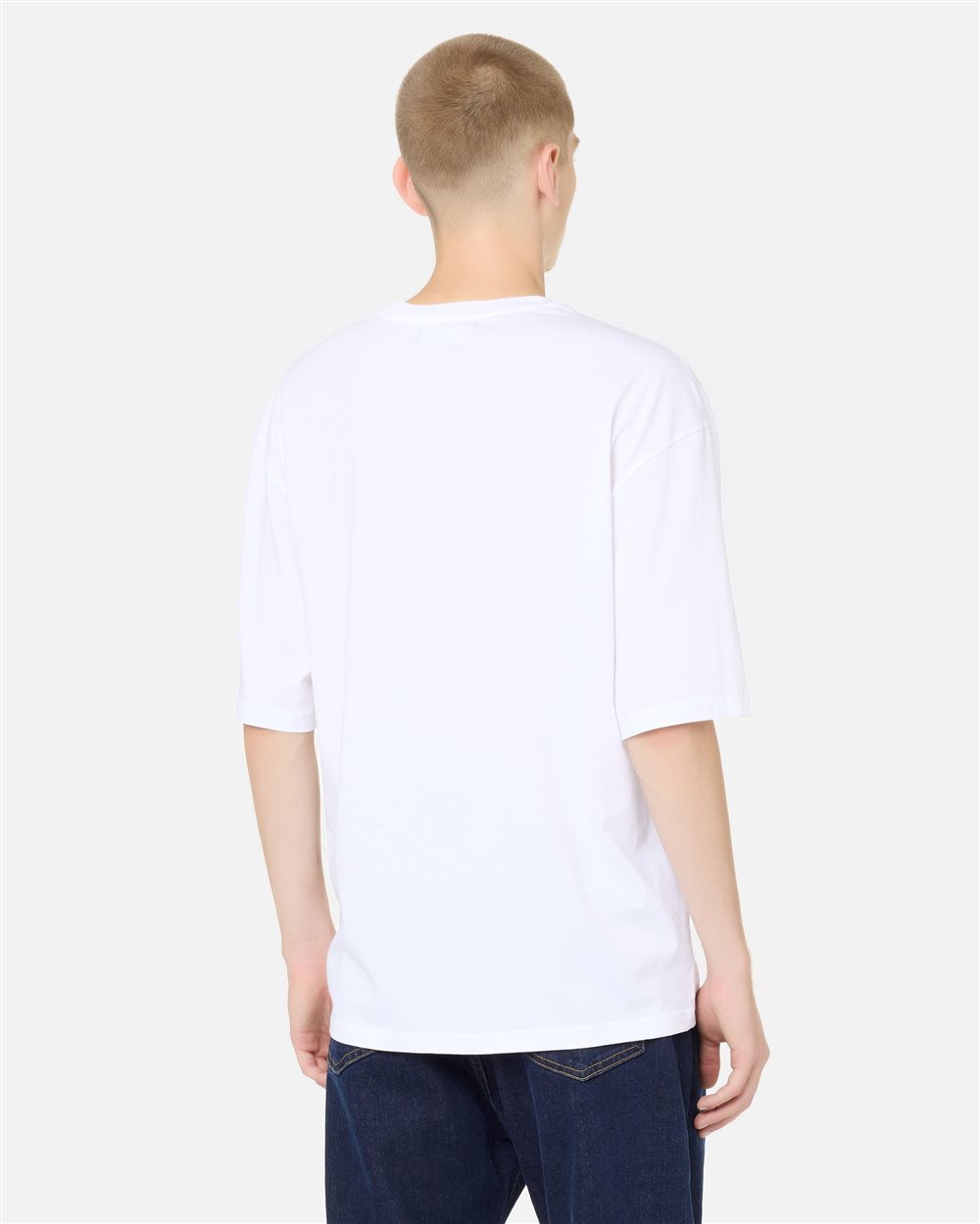 Optical white T-shirt with denim teddy bear print and shiny logo - Iceberg - Official Website