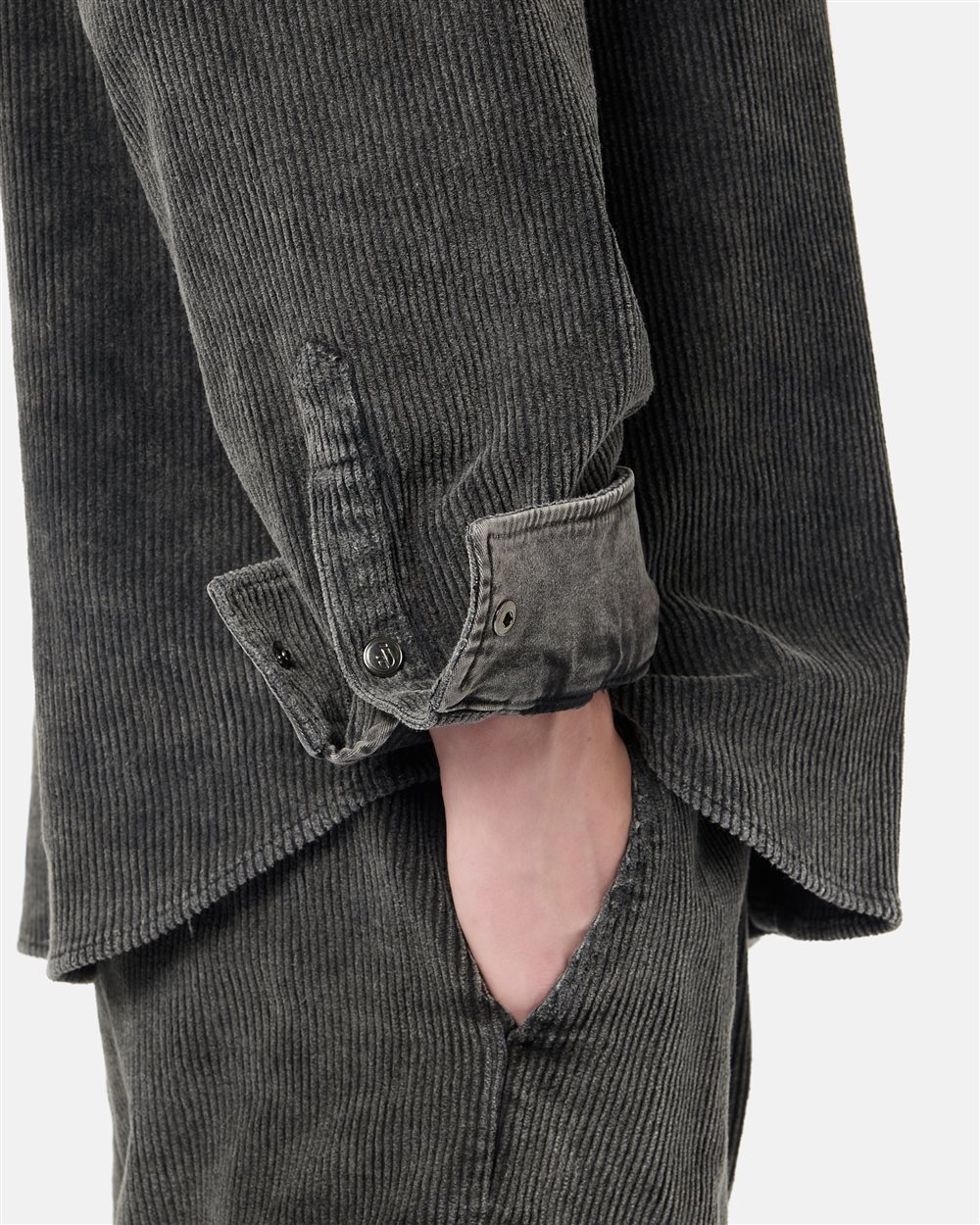 Lead grey corduroy shirt with embroidered IJ logo - Iceberg - Official Website