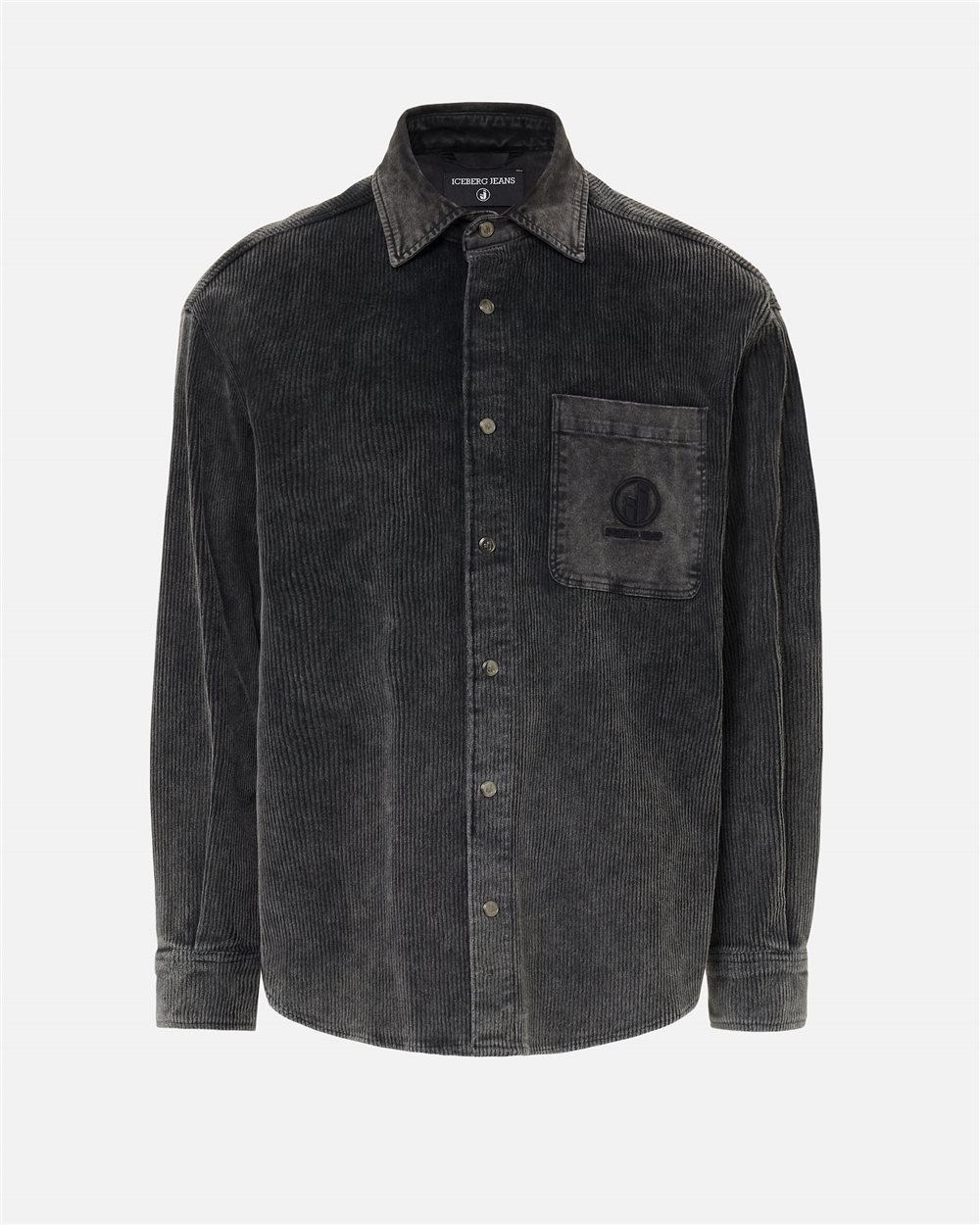 Lead grey corduroy shirt with embroidered IJ logo - Iceberg - Official Website