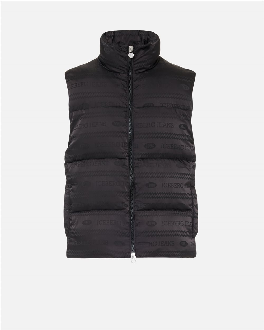 Gilet in Nylon Allover Logo 1986 Jacquard black Iceberg - Iceberg - Official Website