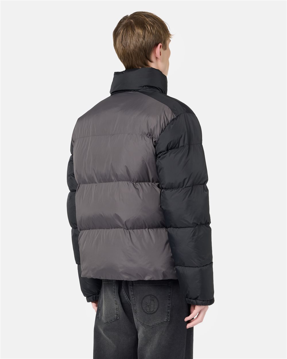 Grey nylon jacket with black details and Iceberg logo - Iceberg - Official Website