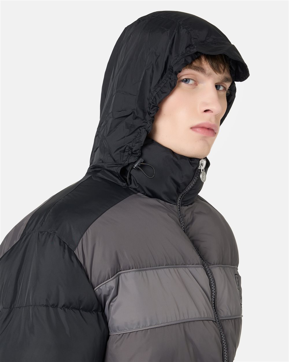 Grey nylon jacket with black details and Iceberg logo - Iceberg - Official Website