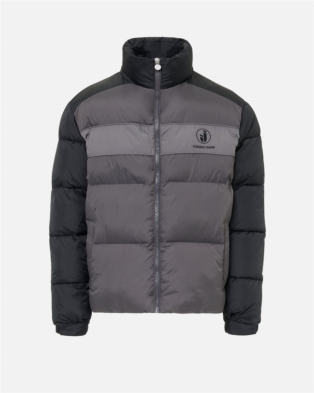 Grey nylon jacket with black details and Iceberg logo - Iceberg - Official Website