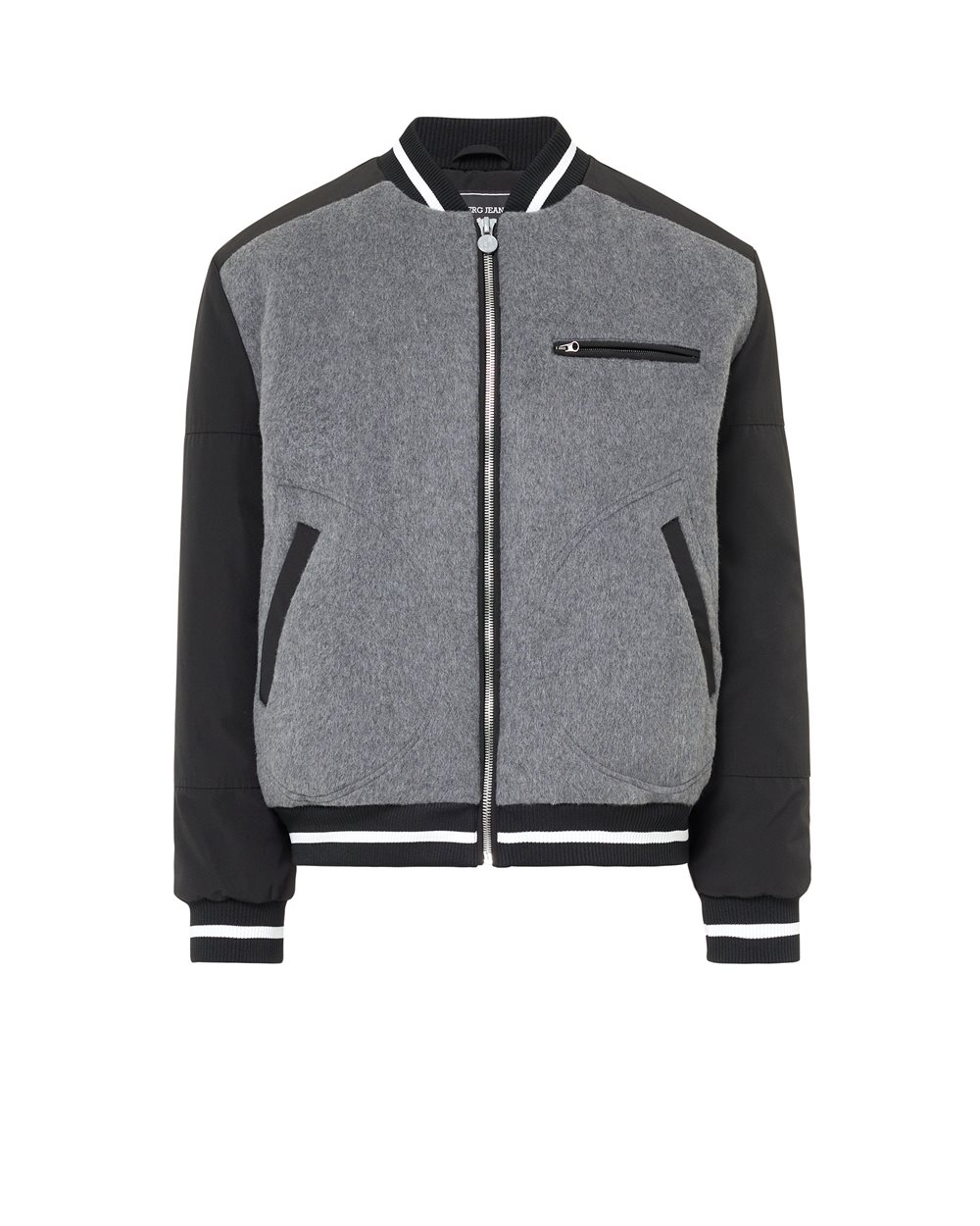 Varsity jacket in black and gray wool blend cloth with Cordura nylon inserts and Iceberg logo - Iceberg - Official Website