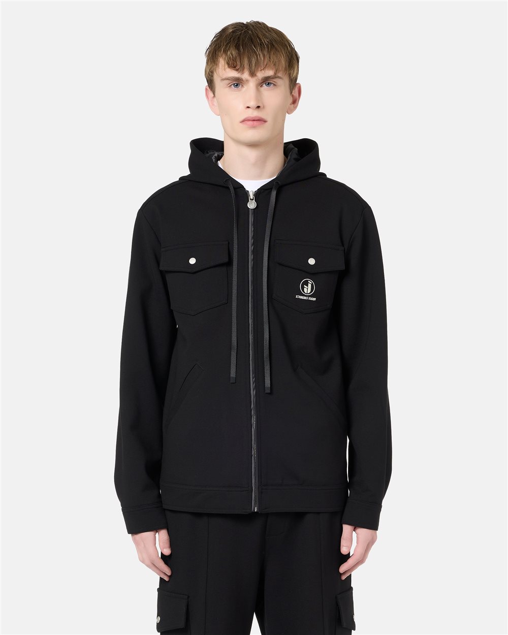 Hooded Sport Jacket in Jersey Punto Milano Mixed Viscose Black Iceberg - Iceberg - Official Website