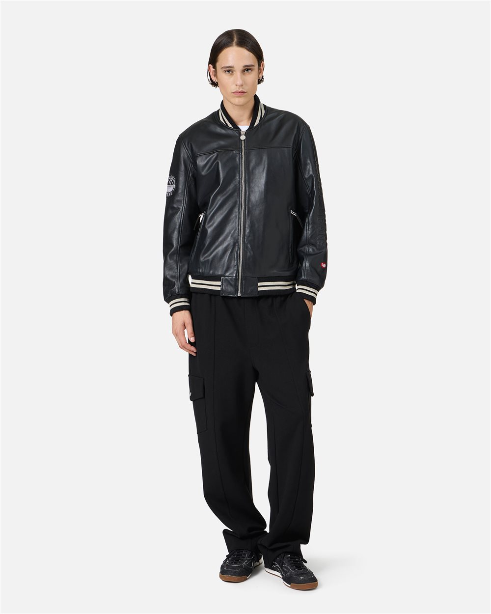Iceberg Black Lambskin Varsity Jacket - Iceberg - Official Website