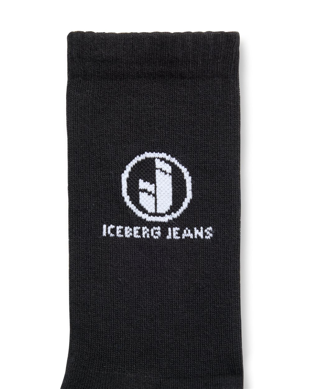 Black ribbed cotton terry socks with IJ logo inlay - Iceberg - Official Website