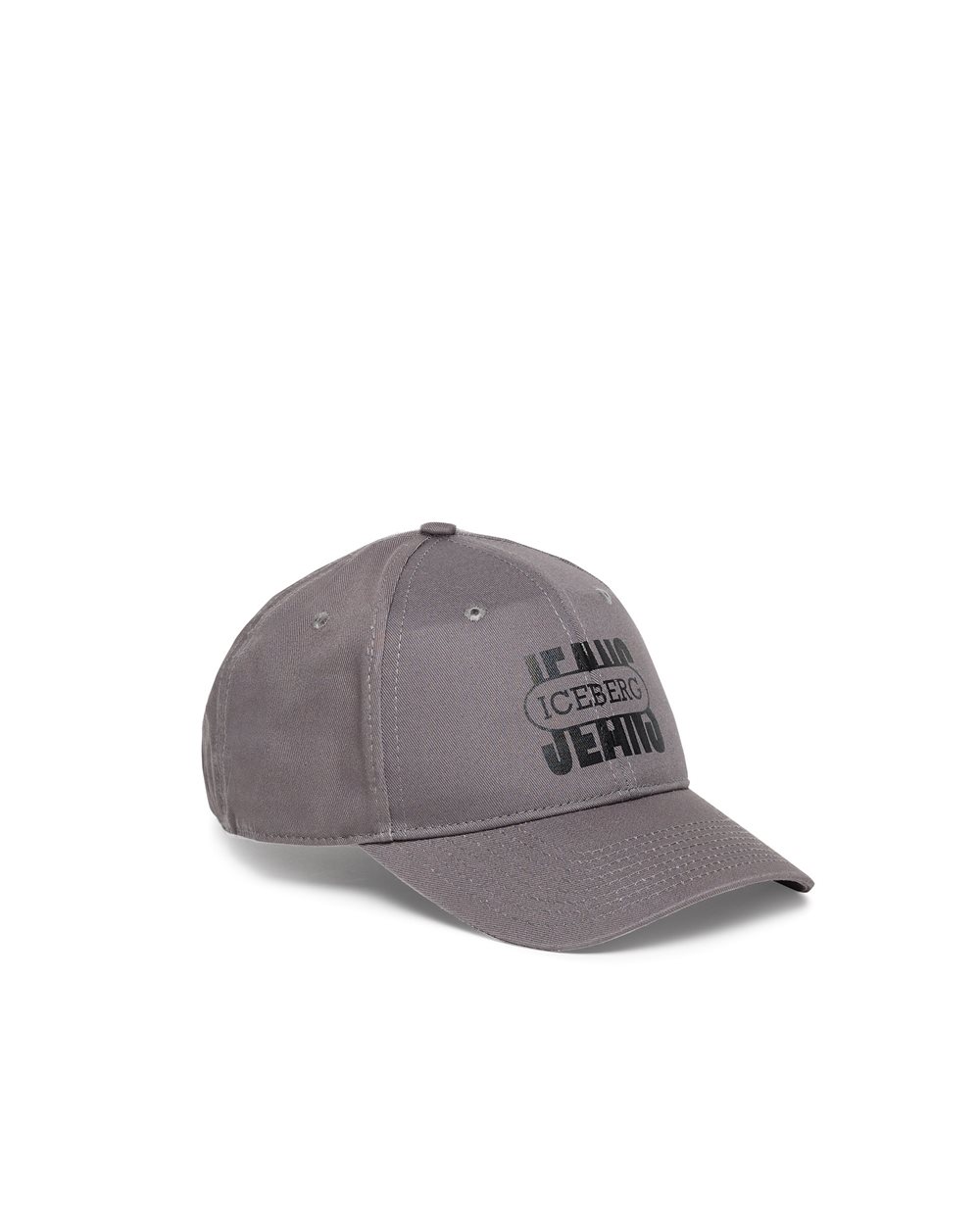 Fitted baseball cap in lead gray gabardine with vintage Iceberg logo - Iceberg - Official Website