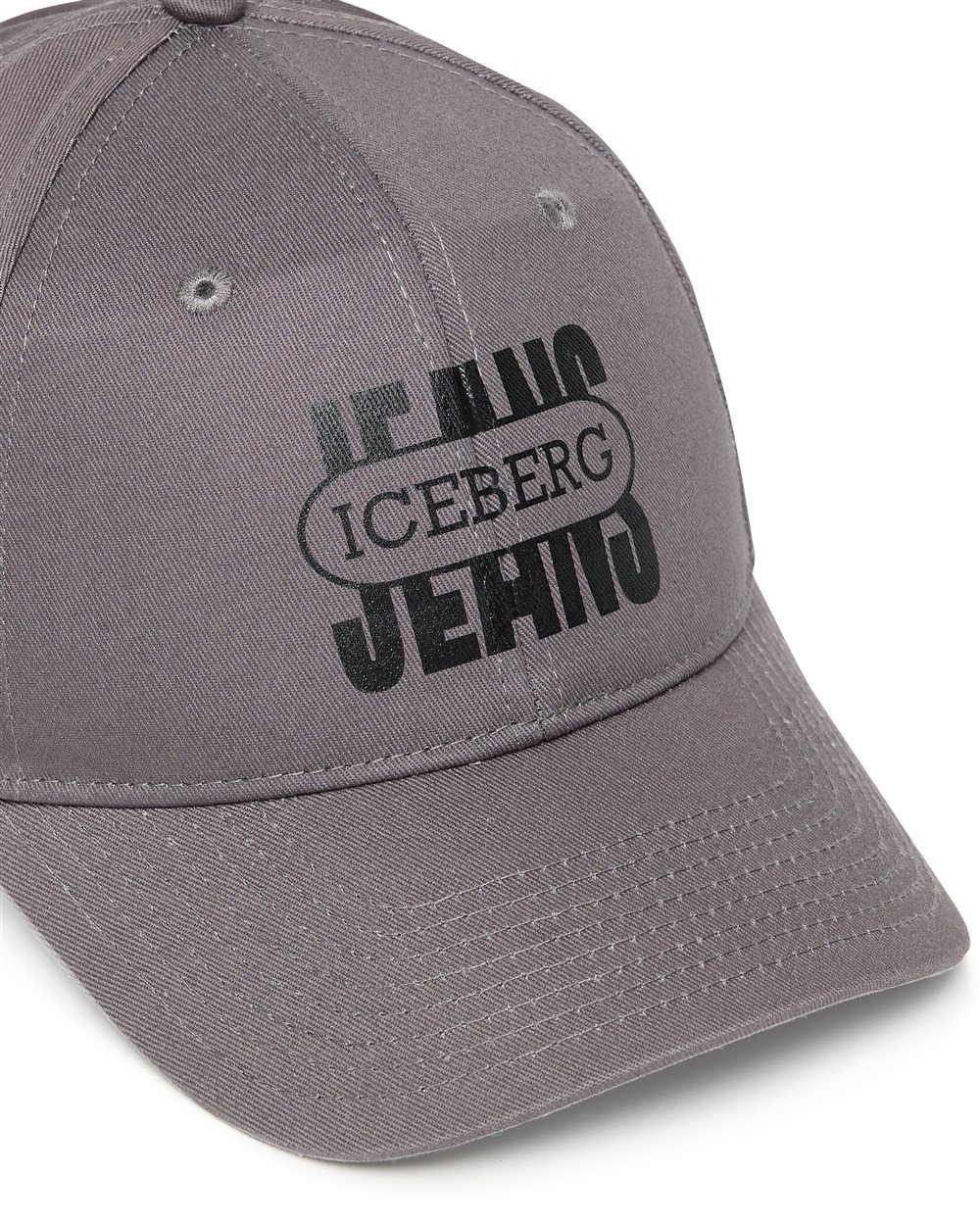 Fitted baseball cap in lead gray gabardine with vintage Iceberg logo - Iceberg - Official Website