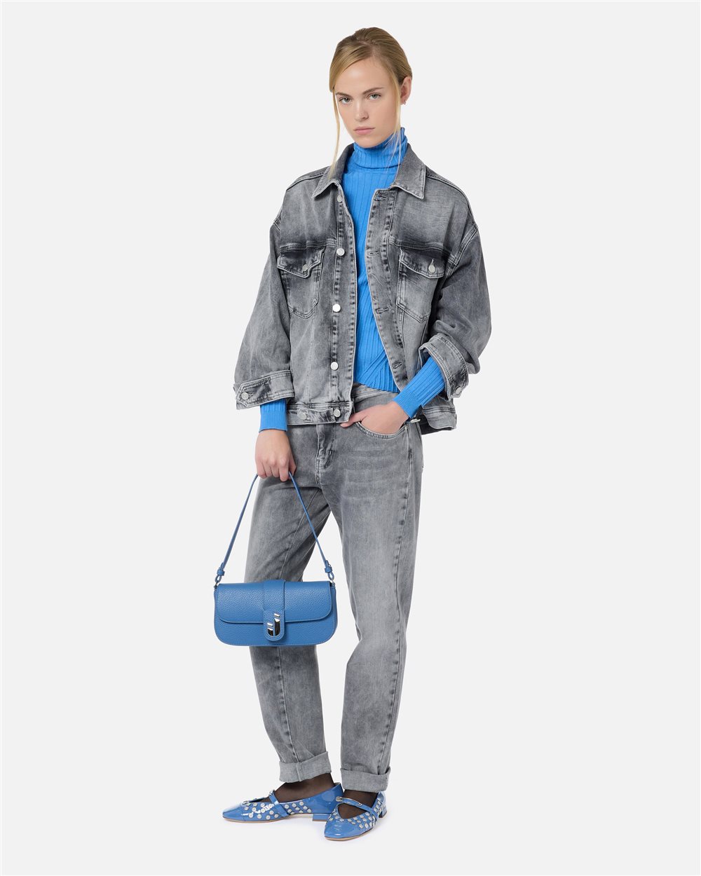 Carrot fit trousers in grey acid wash stretch denim - Iceberg - Official Website