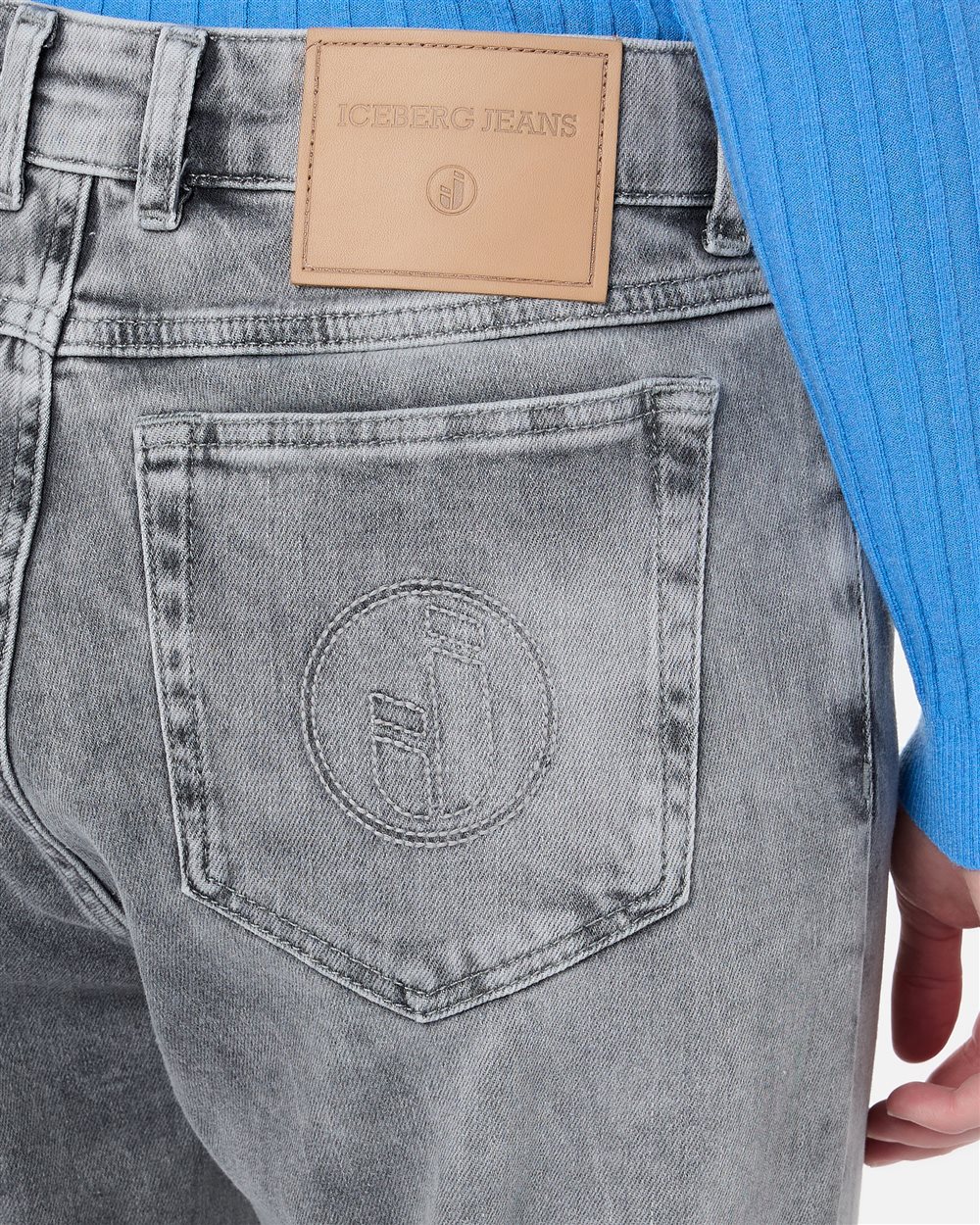 Carrot fit trousers in grey acid wash stretch denim - Iceberg - Official Website