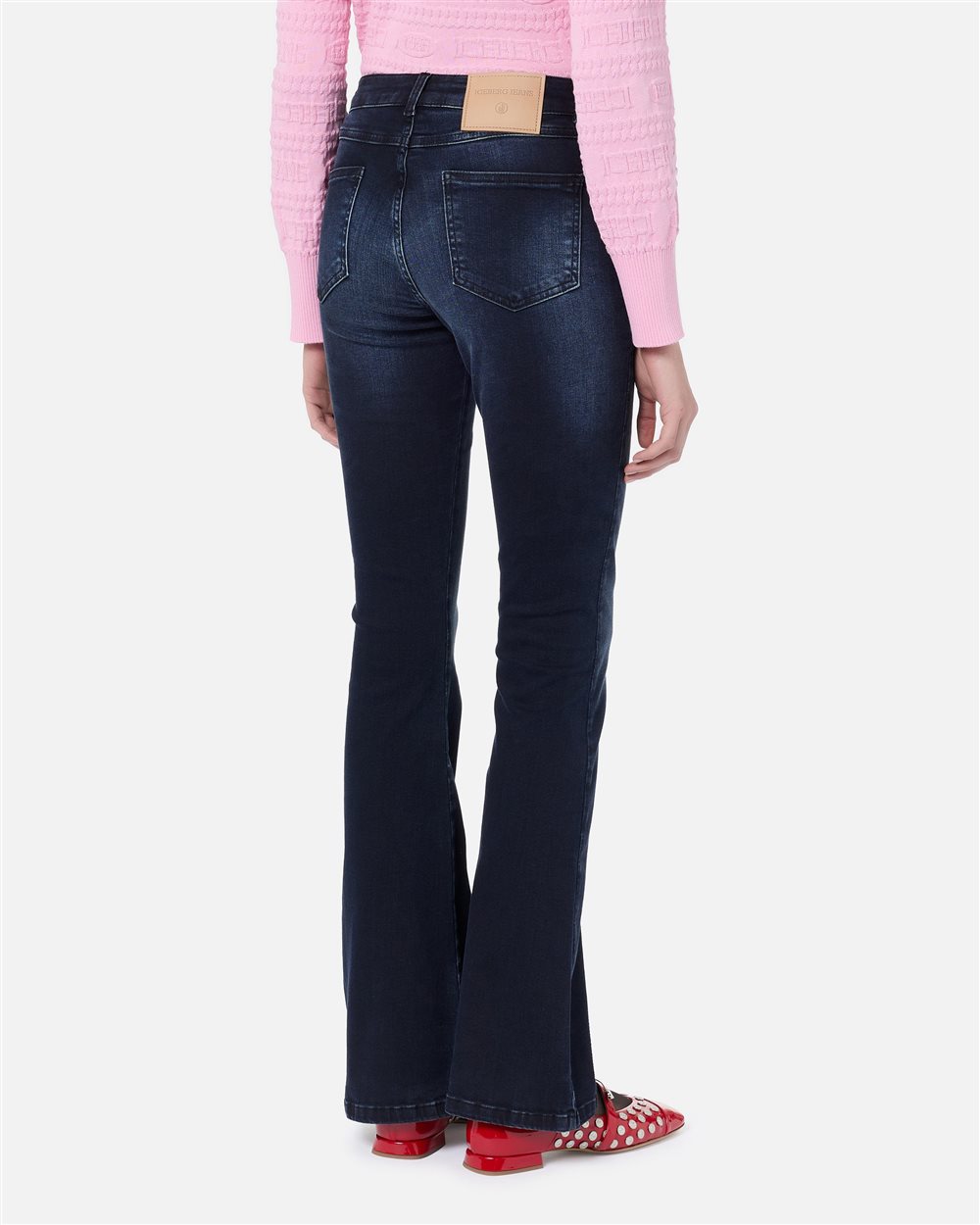 5-pocket Long Flare fit trousers in indigo stretch denim - Iceberg - Official Website
