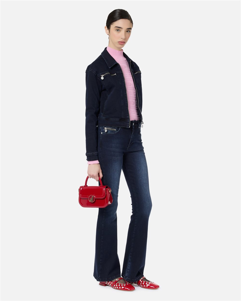 5-pocket Long Flare fit trousers in indigo stretch denim - Iceberg - Official Website