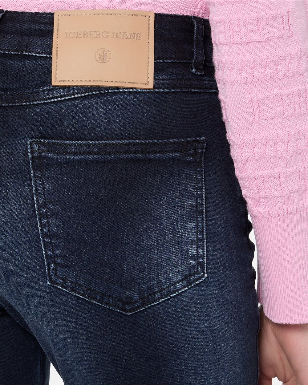 5-pocket Long Flare fit trousers in indigo stretch denim - Iceberg - Official Website