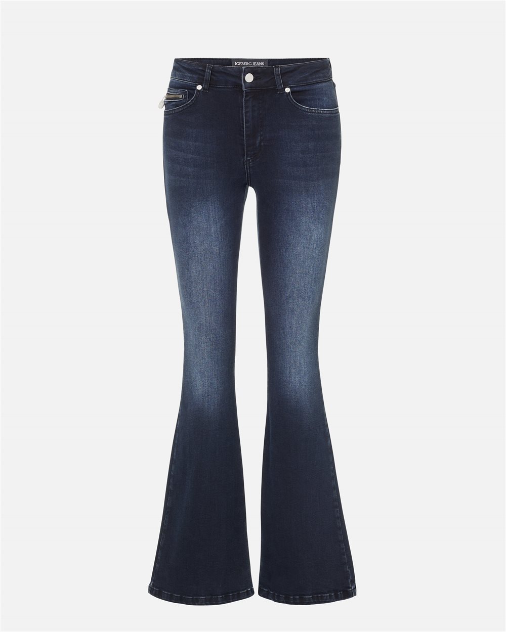 5-pocket Long Flare fit trousers in indigo stretch denim - Iceberg - Official Website