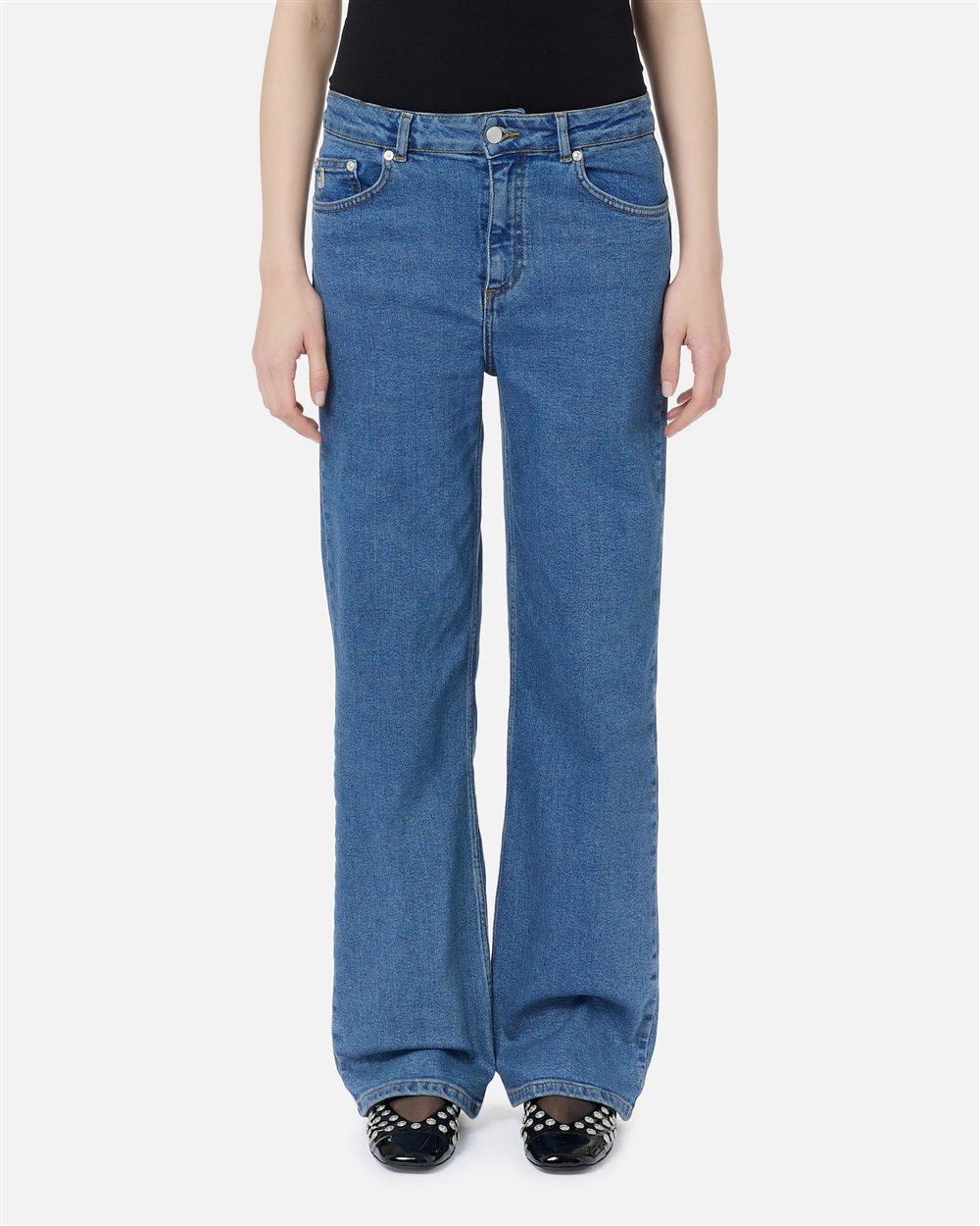 Loose fit 5-pocket trousers in indigo blue stretch denim - Iceberg - Official Website