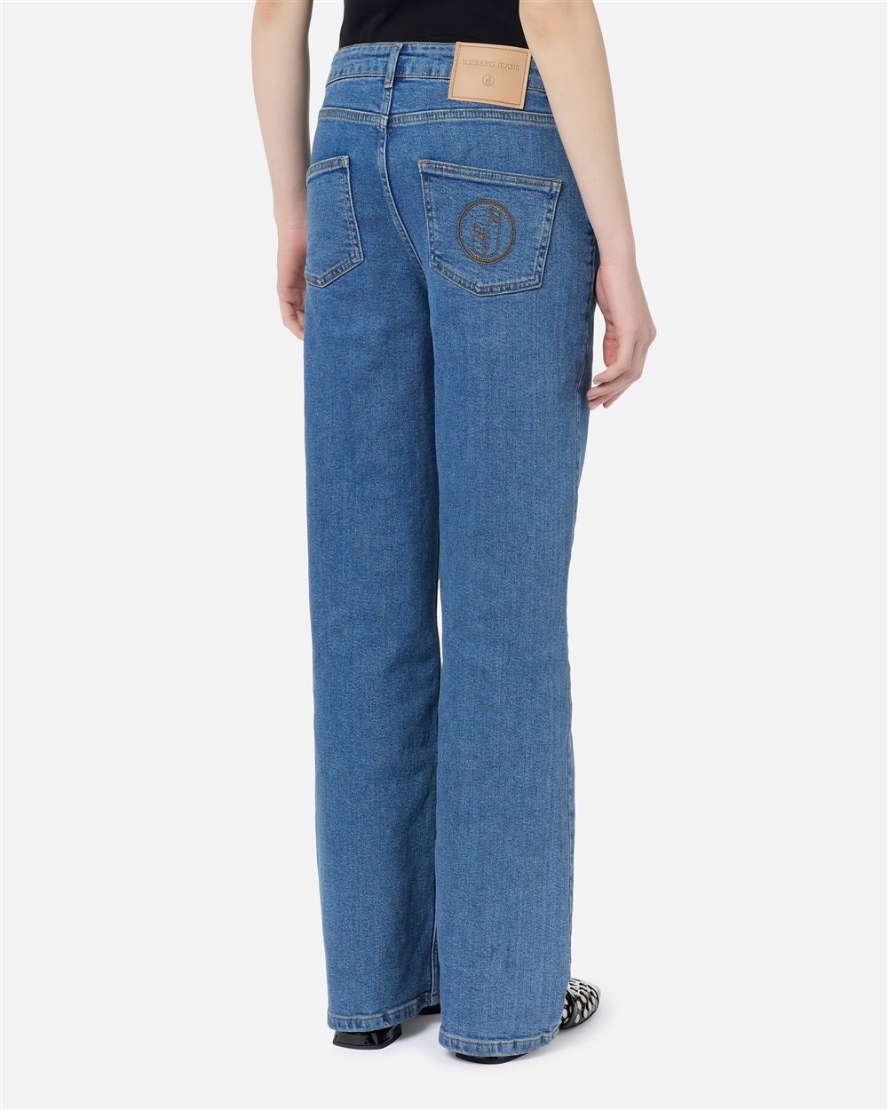 Loose fit 5-pocket trousers in indigo blue stretch denim - Iceberg - Official Website