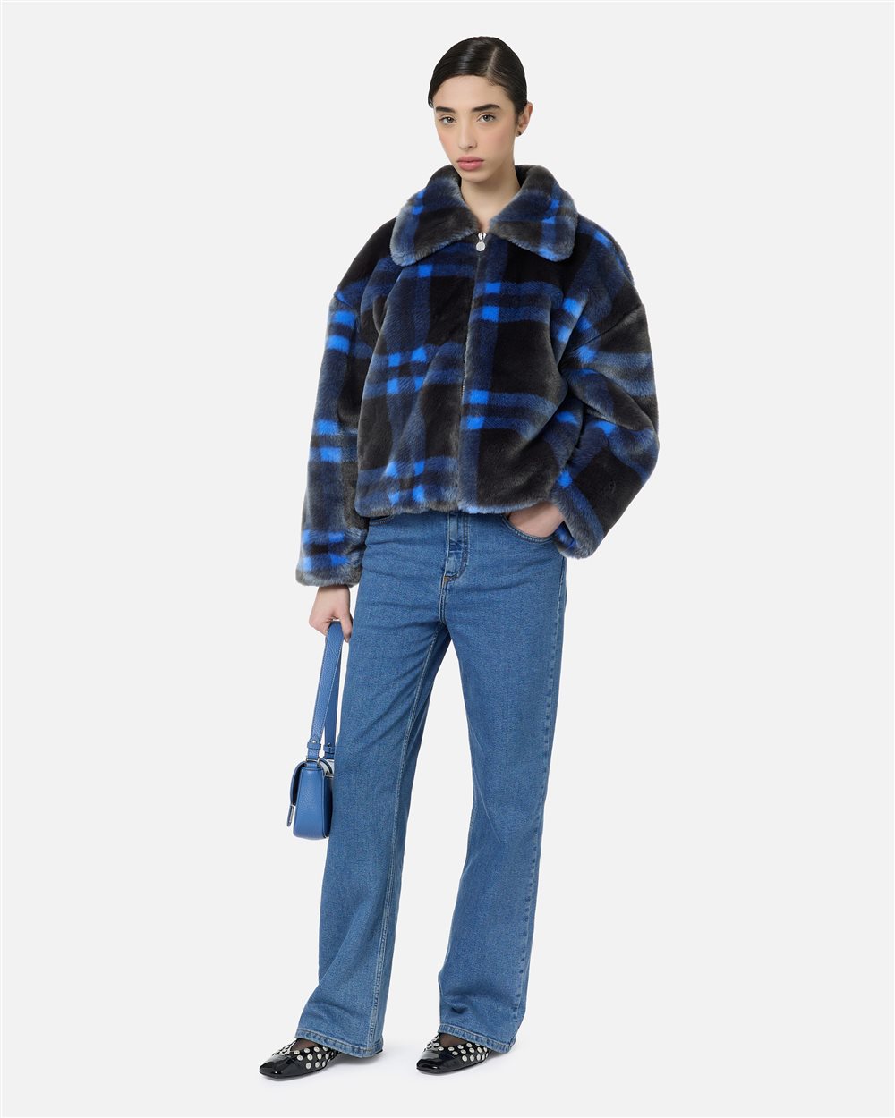 Loose fit 5-pocket trousers in indigo blue stretch denim - Iceberg - Official Website
