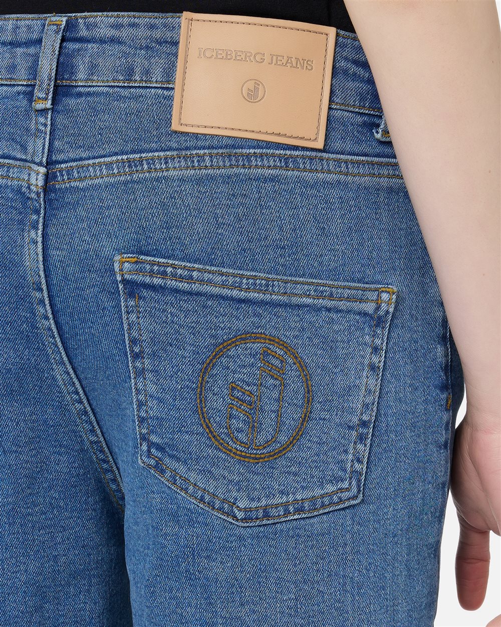 Loose fit 5-pocket trousers in indigo blue stretch denim - Iceberg - Official Website