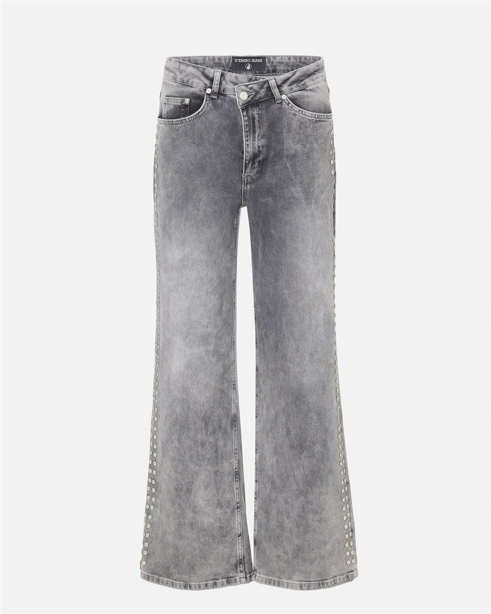 Loose fit 5-pocket trousers in grey degradable stretch denim - Iceberg - Official Website