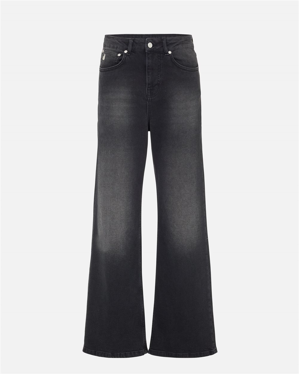 Black stretch denim boyfriend pants with Iceberg logo details - Iceberg - Official Website