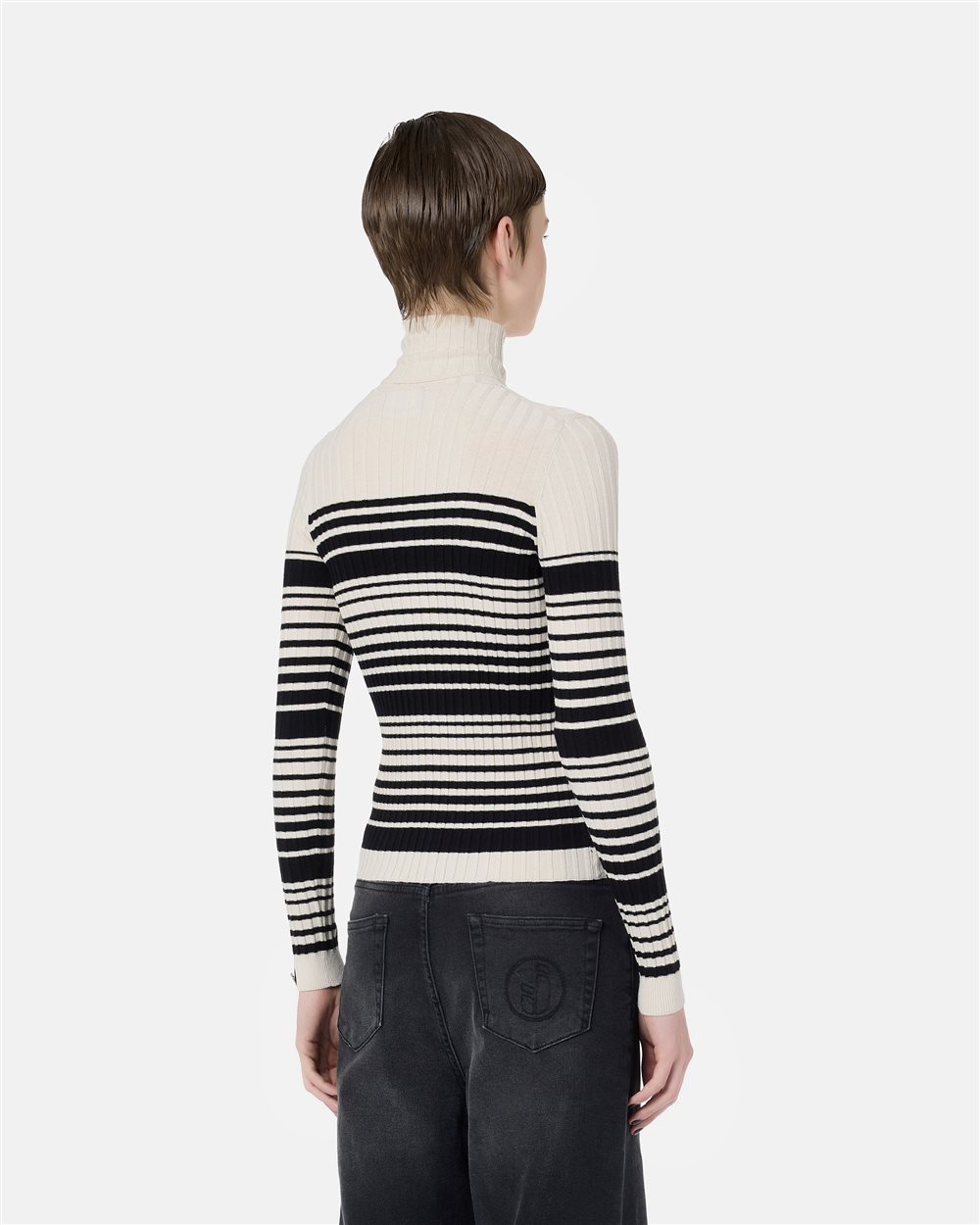Iceberg Black and White Striped Turtleneck - Iceberg - Official Website