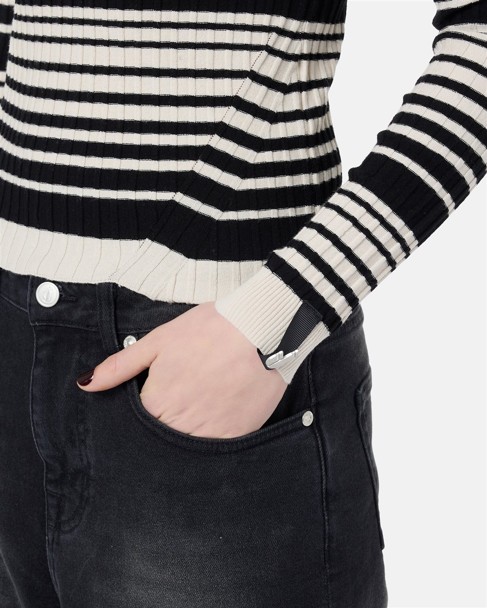 Iceberg Black and White Striped Turtleneck - Iceberg - Official Website