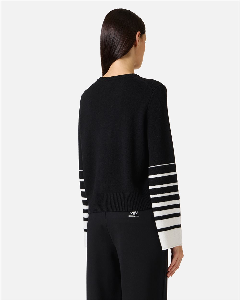 Black Boxy Fit Crewneck Sweater with Iceberg Logo - Iceberg - Official Website