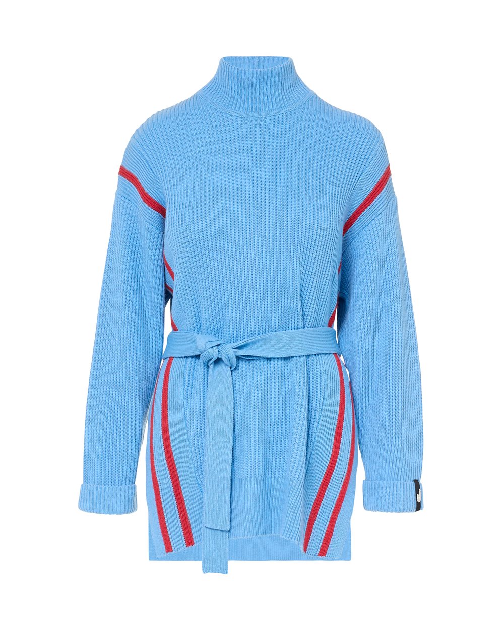 Regular-fit turquoise bouclé cardigan with eco-Mongolian collar and Iceberg detail - Iceberg - Official Website