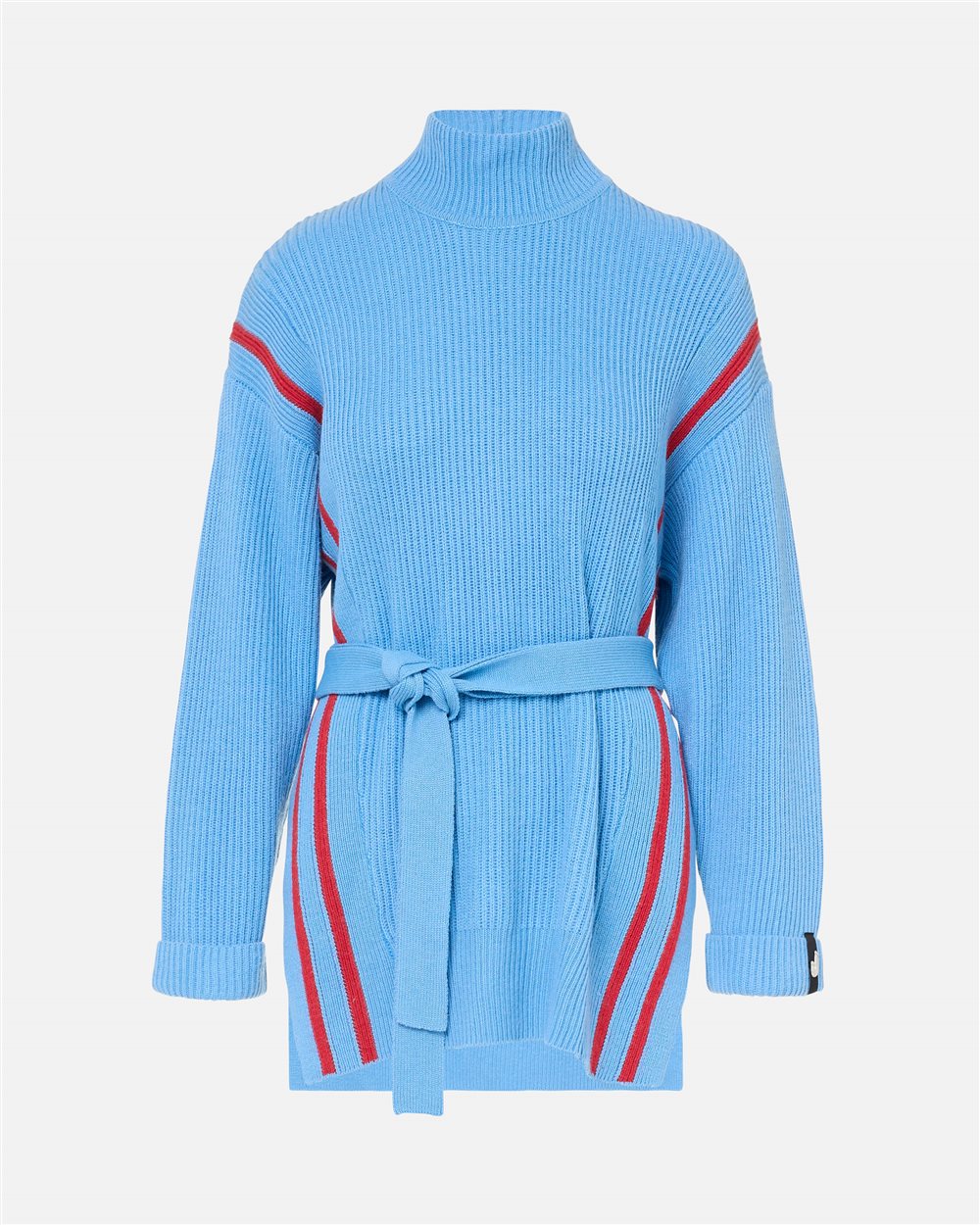 Regular-fit turquoise bouclé cardigan with eco-Mongolian collar and Iceberg detail - Iceberg - Official Website