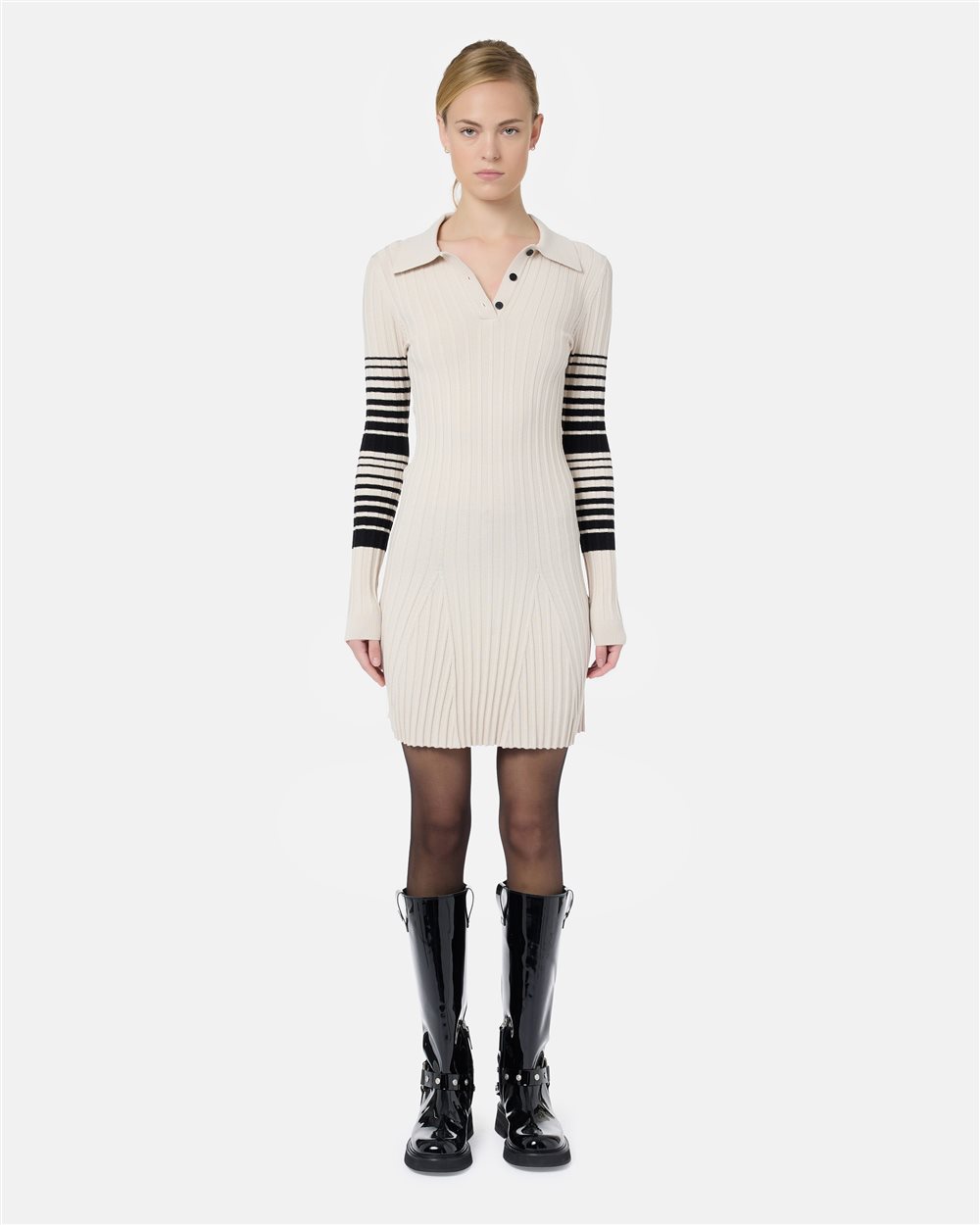 Mini Dress Polo Fit Striped Black and White Iceberg - Iceberg - Official Website