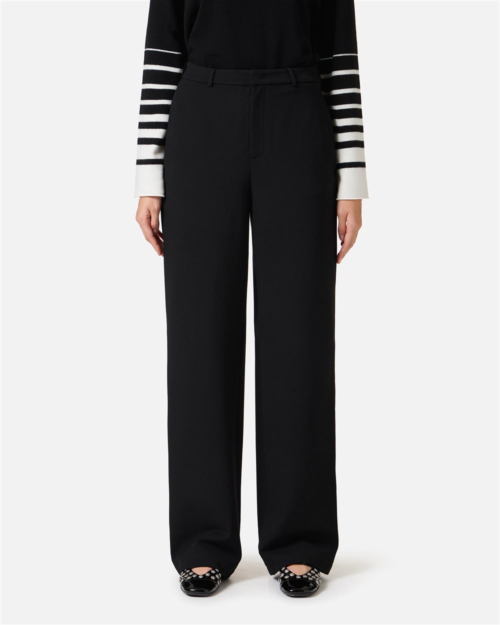 Black tailored-fit trousers in stretch Milano stitch with Iceberg logo - Iceberg - Official Website