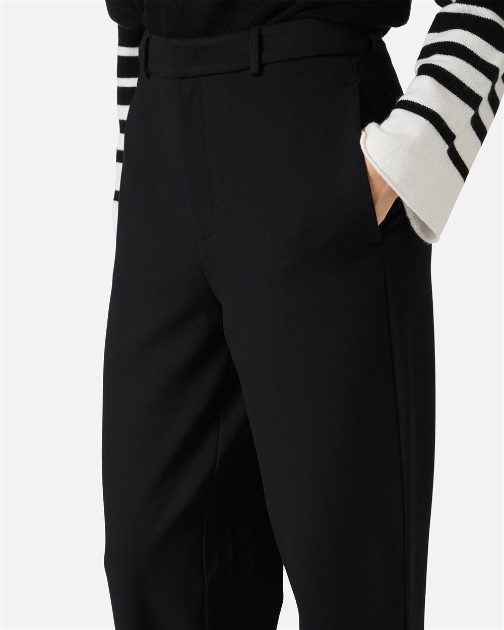 Black tailored-fit trousers in stretch Milano stitch with Iceberg logo - Iceberg - Official Website