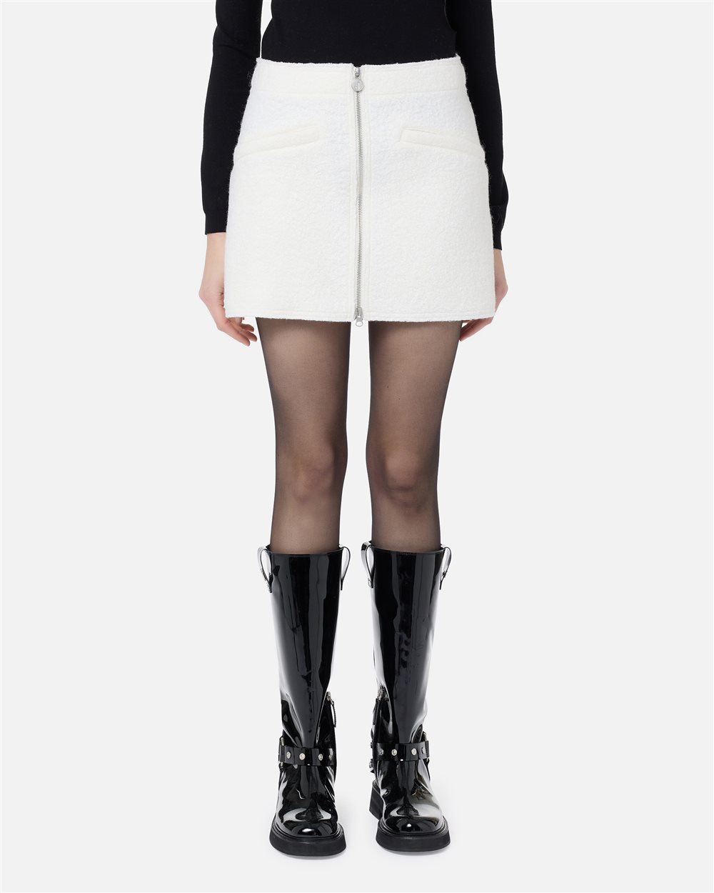 Miniskirt in Ivory bouclé Cloth - Iceberg - Official Website