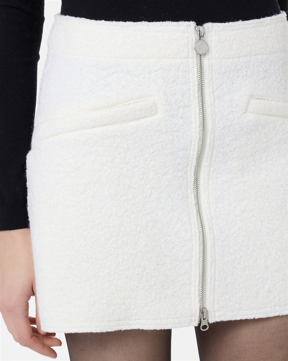 Miniskirt in Ivory bouclé Cloth - Iceberg - Official Website