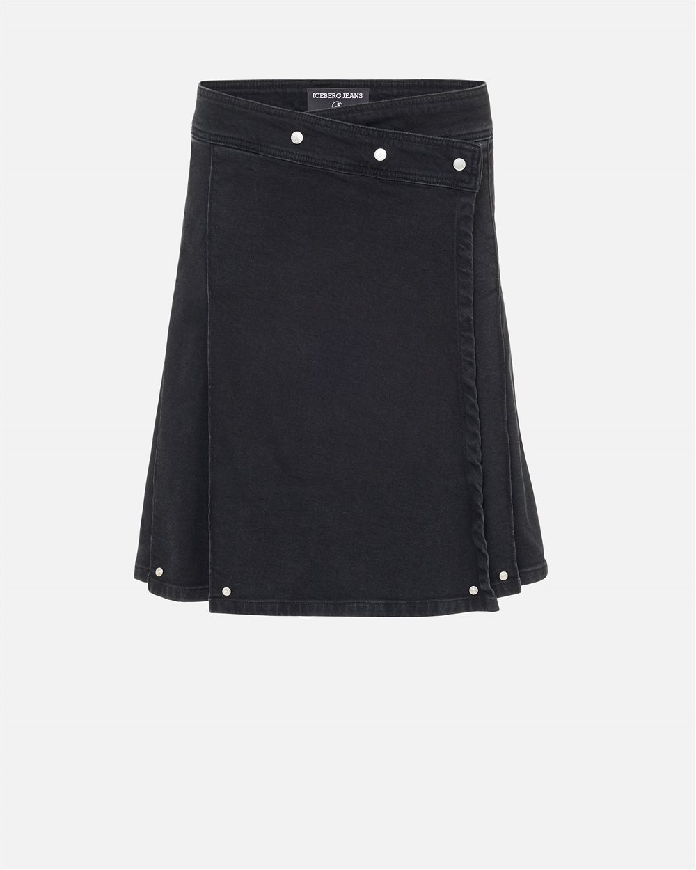 Black stretch denim midi skirt with pleats and Iceberg details - Iceberg - Official Website