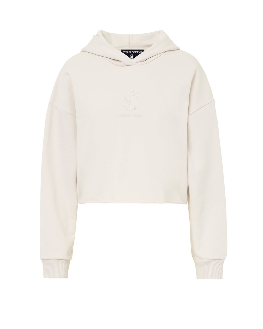 Cropped Fit Hoodie in Ivory Diagonal Fleece - Iceberg - Official Website