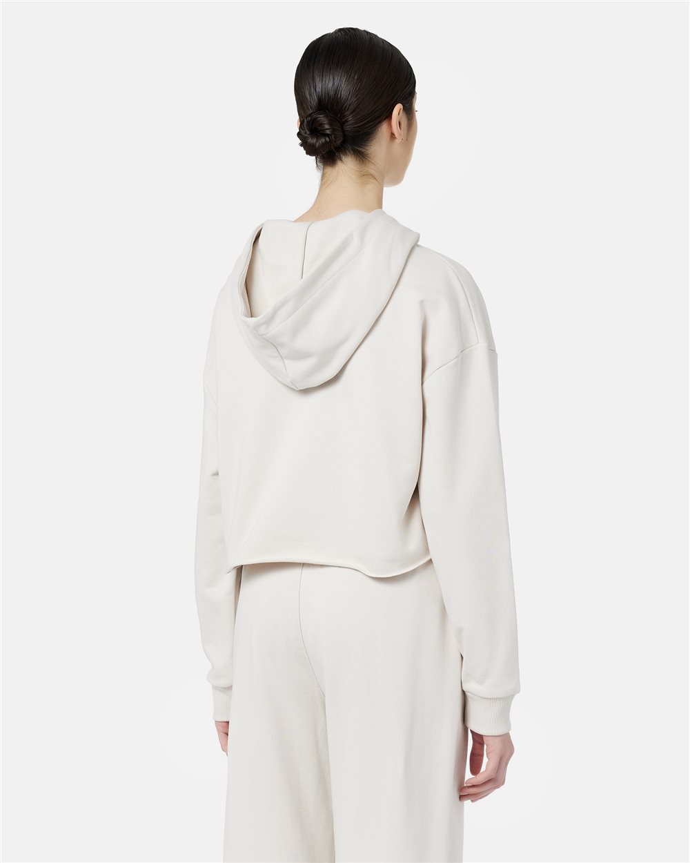 Cropped Fit Hoodie in Ivory Diagonal Fleece - Iceberg - Official Website
