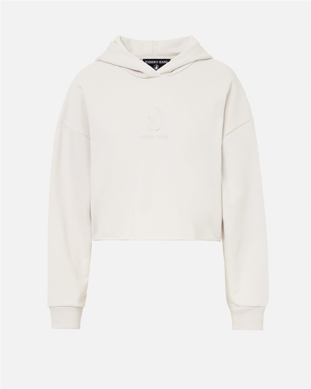 Cropped Fit Hoodie in Ivory Diagonal Fleece - Iceberg - Official Website