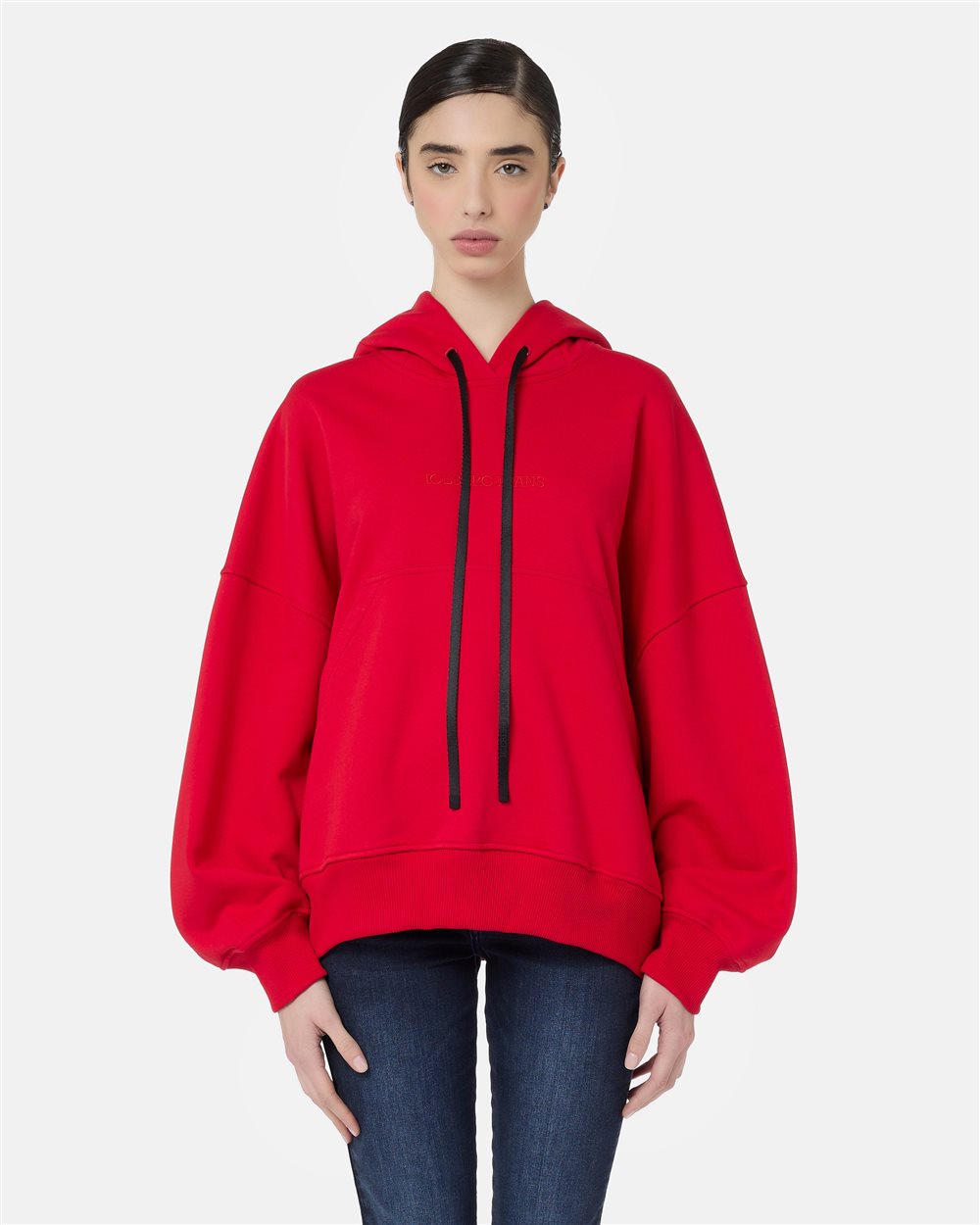 Hoodie Relaxed Fit in Felpa Diagonale Rosso - Iceberg - Official Website