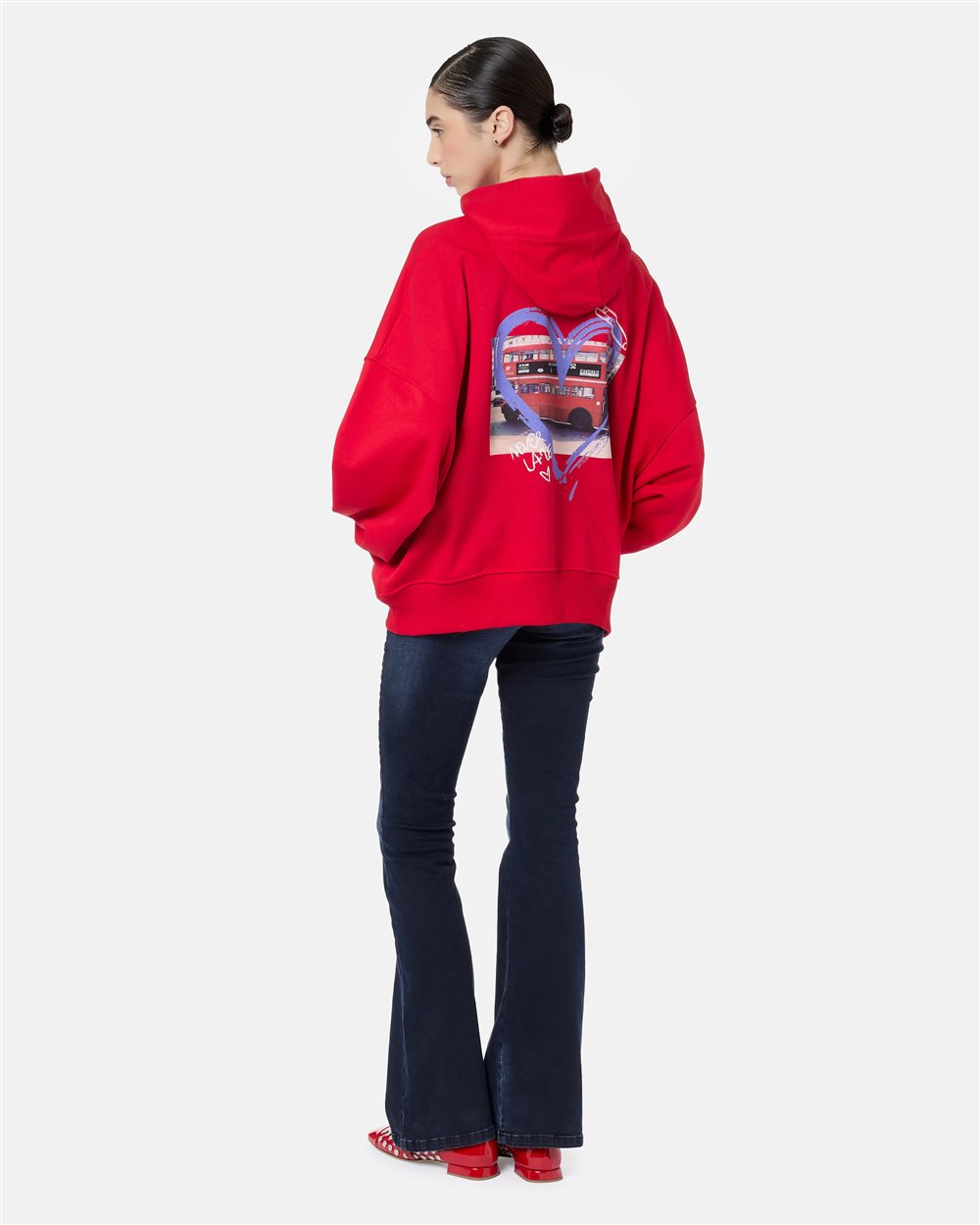 Hoodie Relaxed Fit in Felpa Diagonale Rosso - Iceberg - Official Website